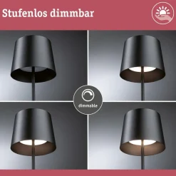 Paulmann LED-bordlampe Gilo, sort, plast, IP44