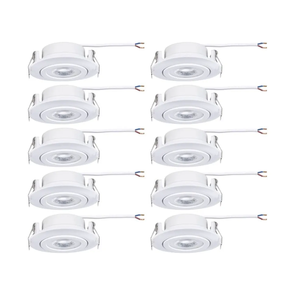 Paulmann LED-indbygningslampe hvid Ø 8 cm 4,8 W 3-trins dæmpbar 10-pak