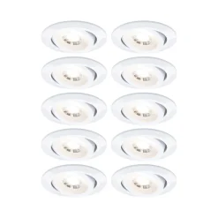 Paulmann LED-indbygningslampe hvid Ø 8 cm 4,8 W 3-trins dæmpbar 10-pak
