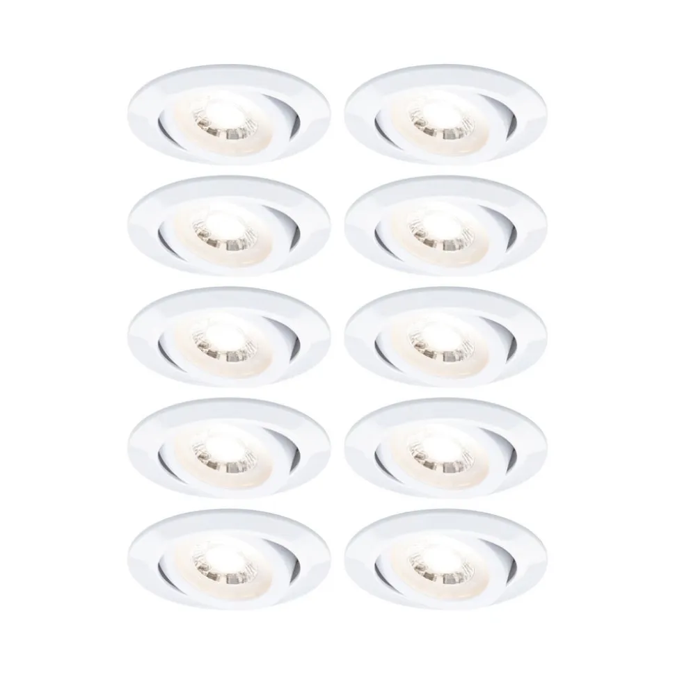 Paulmann LED-indbygningslampe hvid Ø 8 cm 4,8 W 3-trins dæmpbar 10-pak