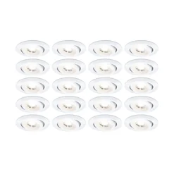 Paulmann LED-indbygningslampe, hvid, Ø 8 cm, 4,8 W, sæt med 20 stk.