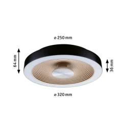 Paulmann LED-loftlampe Volea sort/guld Ø 32 cm IP44 dæmpbar
