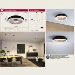 Paulmann LED-loftlampe Volea sort/guld Ø 32 cm IP44 dæmpbar