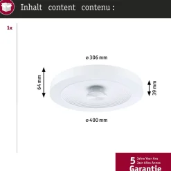 Paulmann LED-loftlampe Volea, hvid/sølv Ø 40 cm IP44 dæmpbar