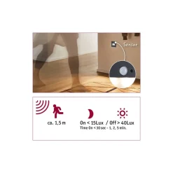 Paulmann LED-sensor-vægindbygningslampe Edge Quadro sort 8 cm