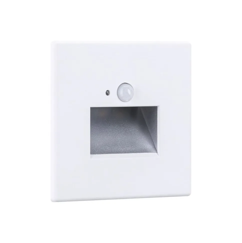 Paulmann LED-sensor-vægindbygningslampe Edge Quadro, hvid 8x8 cm