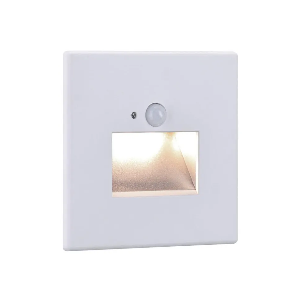 Paulmann LED-sensor-vægindbygningslampe Edge Quadro, hvid 8x8 cm