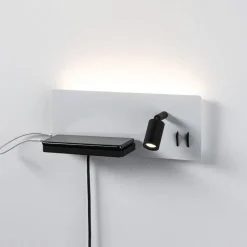 Paulmann LED-væglampe Serra, venstre, USB-C, hvid/sort