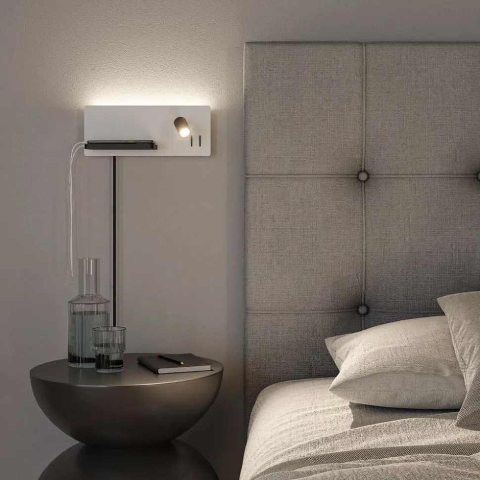 Paulmann LED-væglampe Serra, venstre, USB-C, hvid/sort