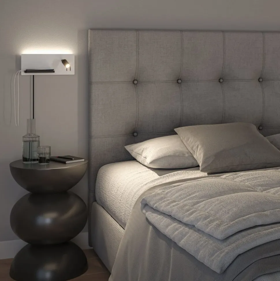 Paulmann LED-væglampe Serra, venstre, USB-C, hvid/sort