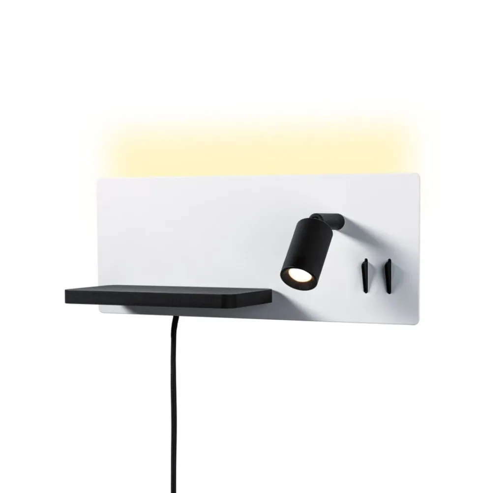Paulmann LED-væglampe Serra, venstre, USB-C, hvid/sort