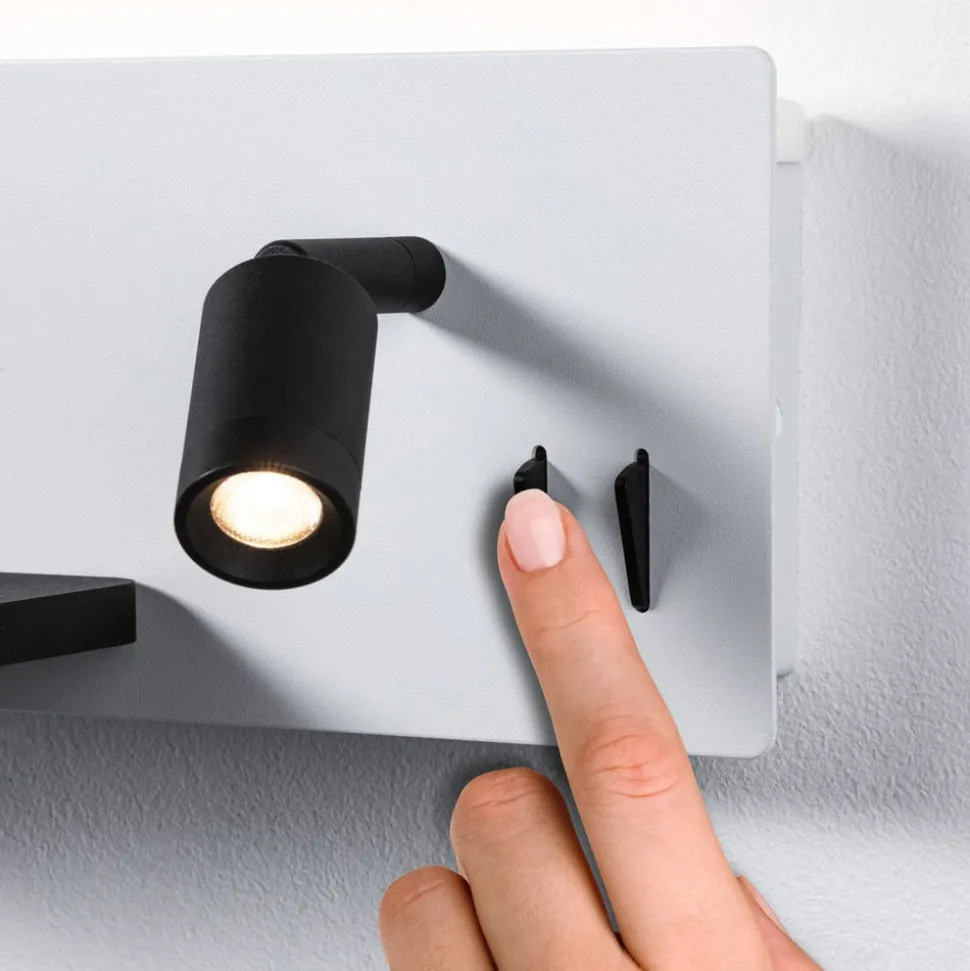 Paulmann LED-væglampe Serra, venstre, USB-C, hvid/sort
