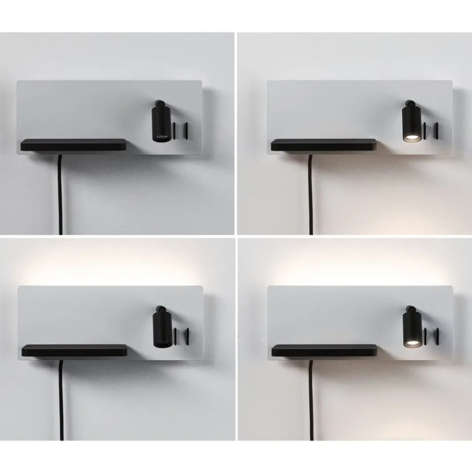 Paulmann LED-væglampe Serra, venstre, USB-C, hvid/sort