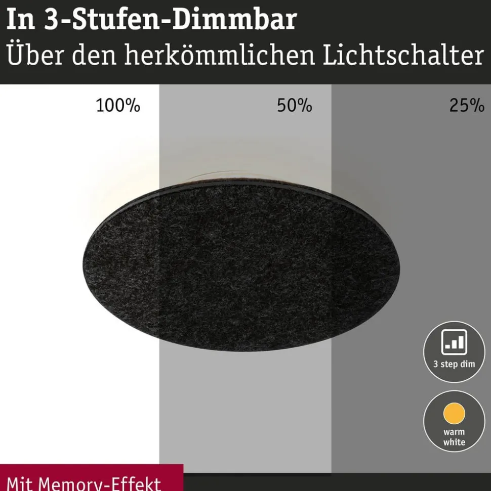 Paulmann LED-væglampe Tulga, Ø 20 cm, antracit, filt