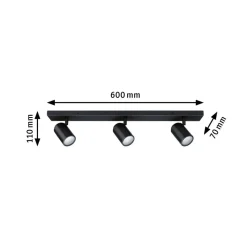 Paulmann loftspotter Zyli sort længde 60 cm 2 lyskilder. IP44