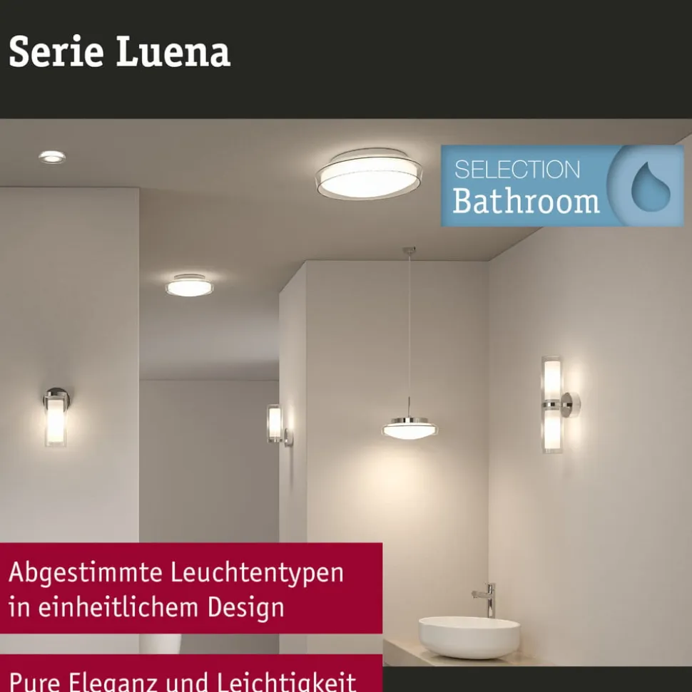 Paulmann Luena LED-loftlampe, IP44, krom, Ø 35 cm