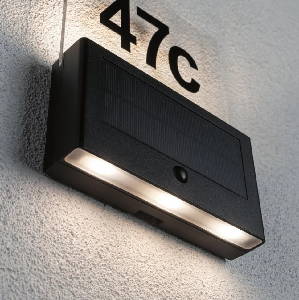 Paulmann Neda LED-husnummerlampe, solcelle, sensor