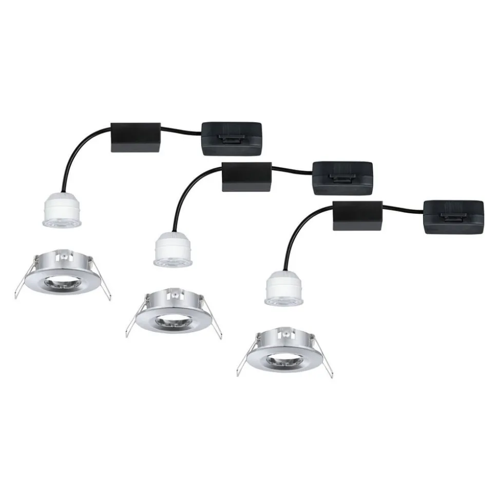 Paulmann Nova mini indb.-spot, sæt med 3 IP44 krom