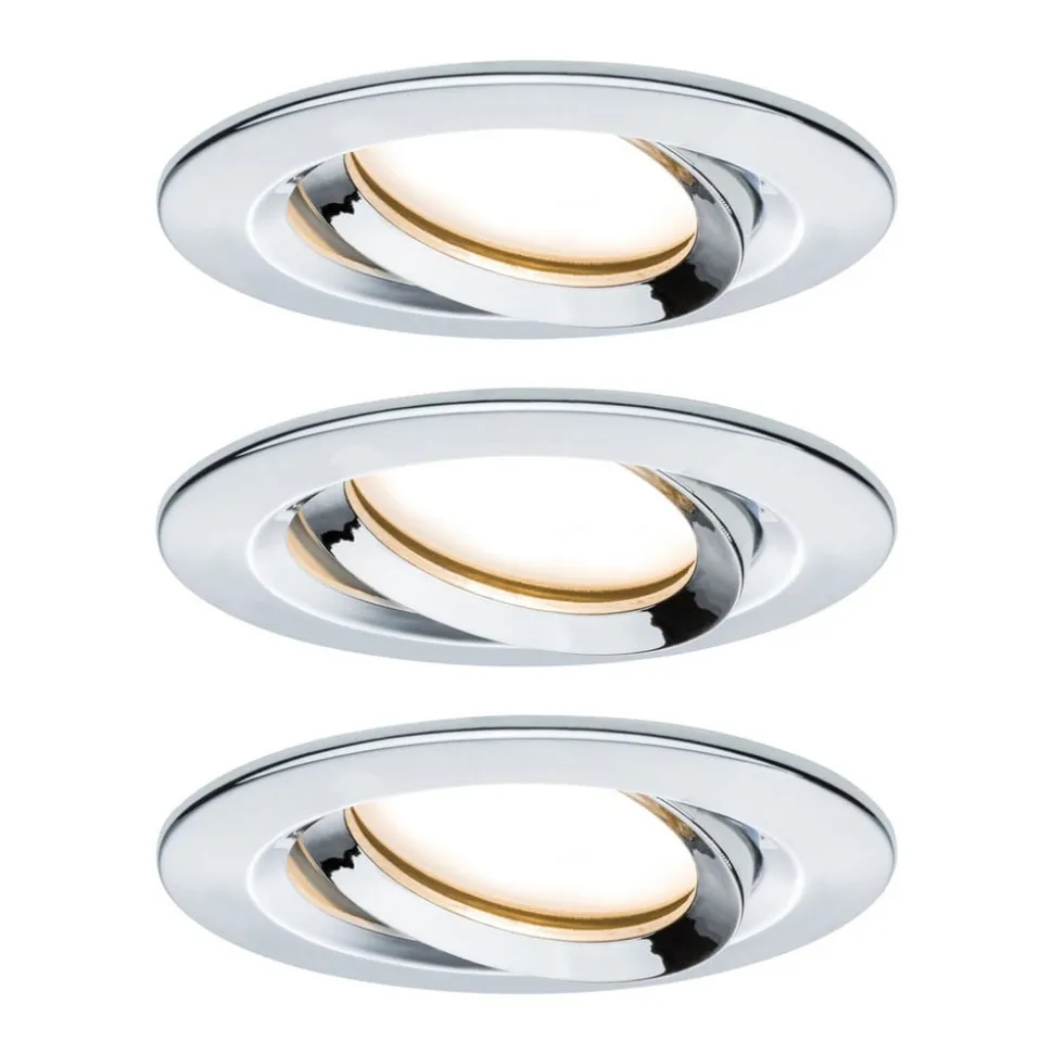 Paulmann Nova Plus LED-spot, 3 stk, rundt, krom