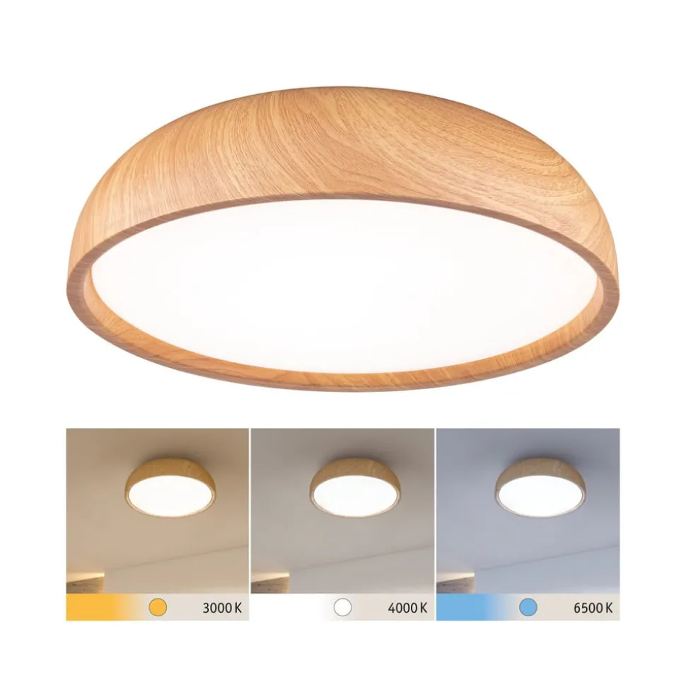 Paulmann Oka LED-loftlampe IP44 CCT trælook