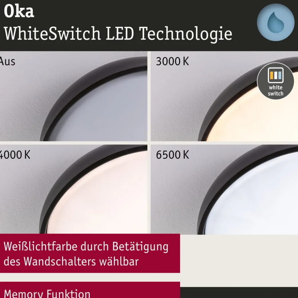 Paulmann Oka LED-loftlampe IP44 CCT sort