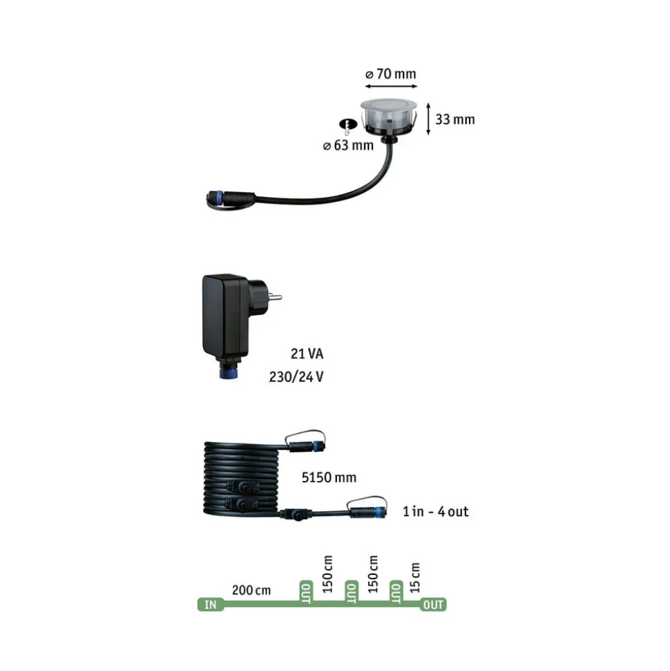Paulmann Plug & Shine Indbygningsspot Gulv 3 RGBW ZigBee
