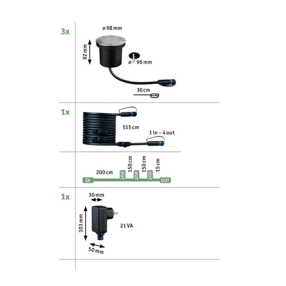 Paulmann Plug & Shine LED indbygningslampe 4,5W sæt med 3 stk