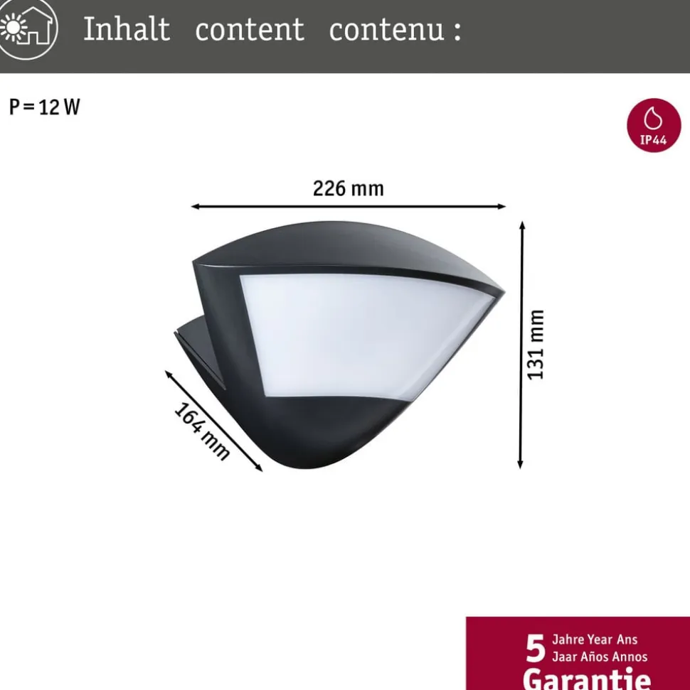 Paulmann Smart sensor udendørs væglampe Skyla antracit CCT IP44