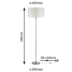 Paulmann Tessa gulvlampe, creme, børstet jern