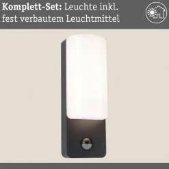 Paulmann udendørs LED-væglampe Bonnie, aluminium, antracit, sensor
