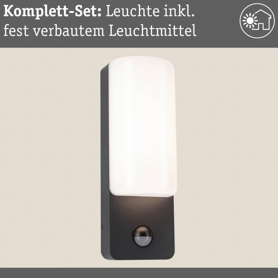 Paulmann udendørs LED-væglampe Bonnie, aluminium, antracit, sensor