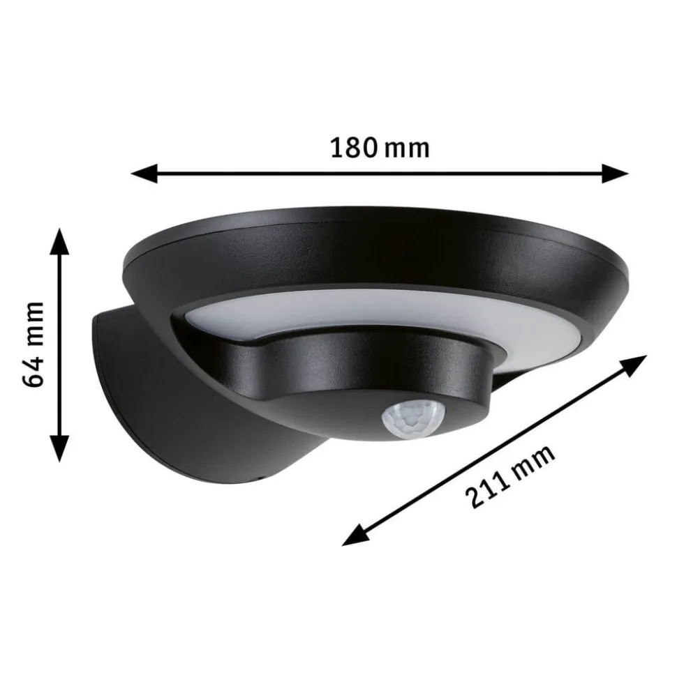 Paulmann udendørs LED-væglampe Bordola, sensor, antracit