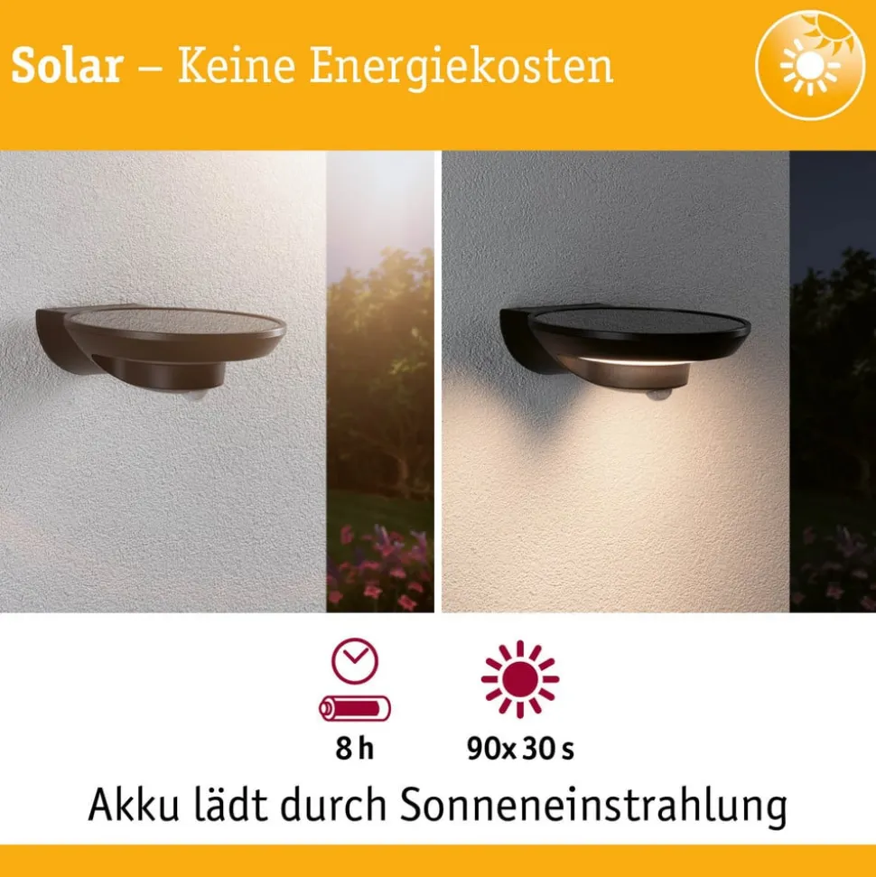 Paulmann udendørs LED-væglampe Bordola, sensor, antracit