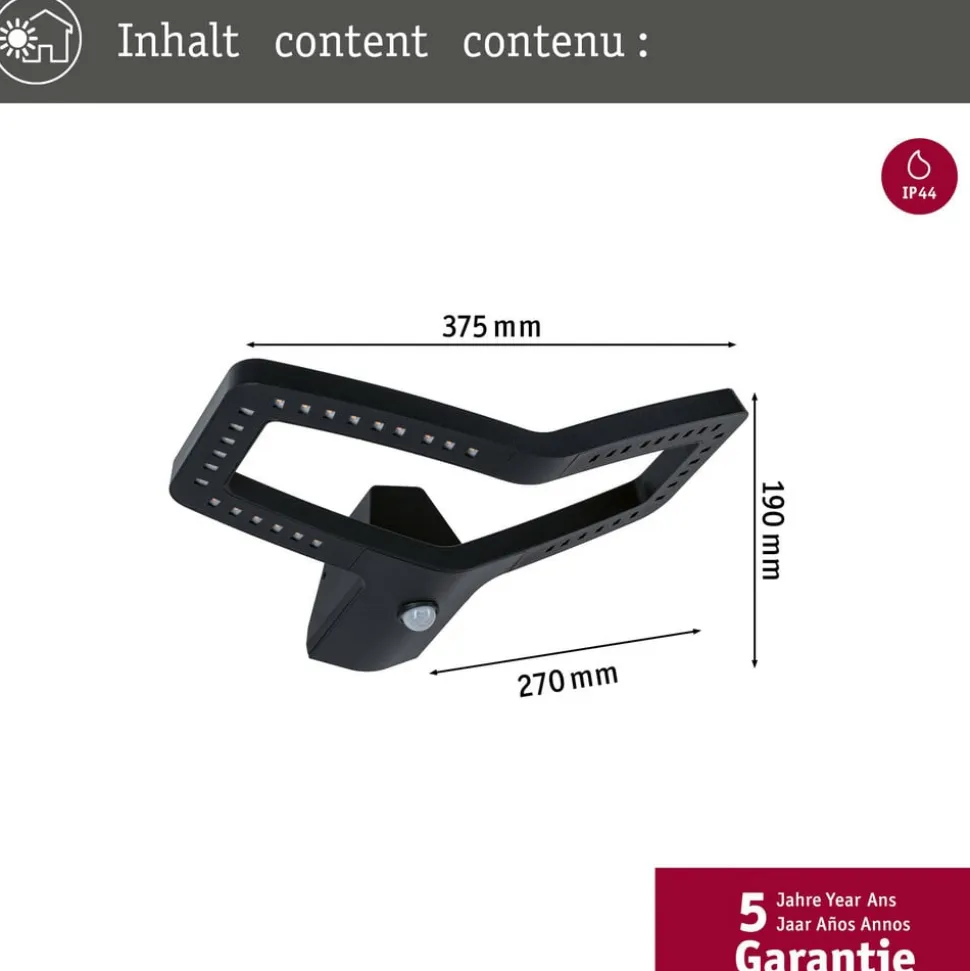 Paulmann udendørs LED-væglampe Alara, antracit, IP44