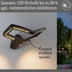 Paulmann udendørs LED-væglampe Alara, antracit, IP44