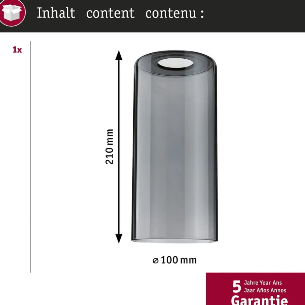 Paulmann URail lampeskærm Raja 2Easy, røget glas Ø 10 cm