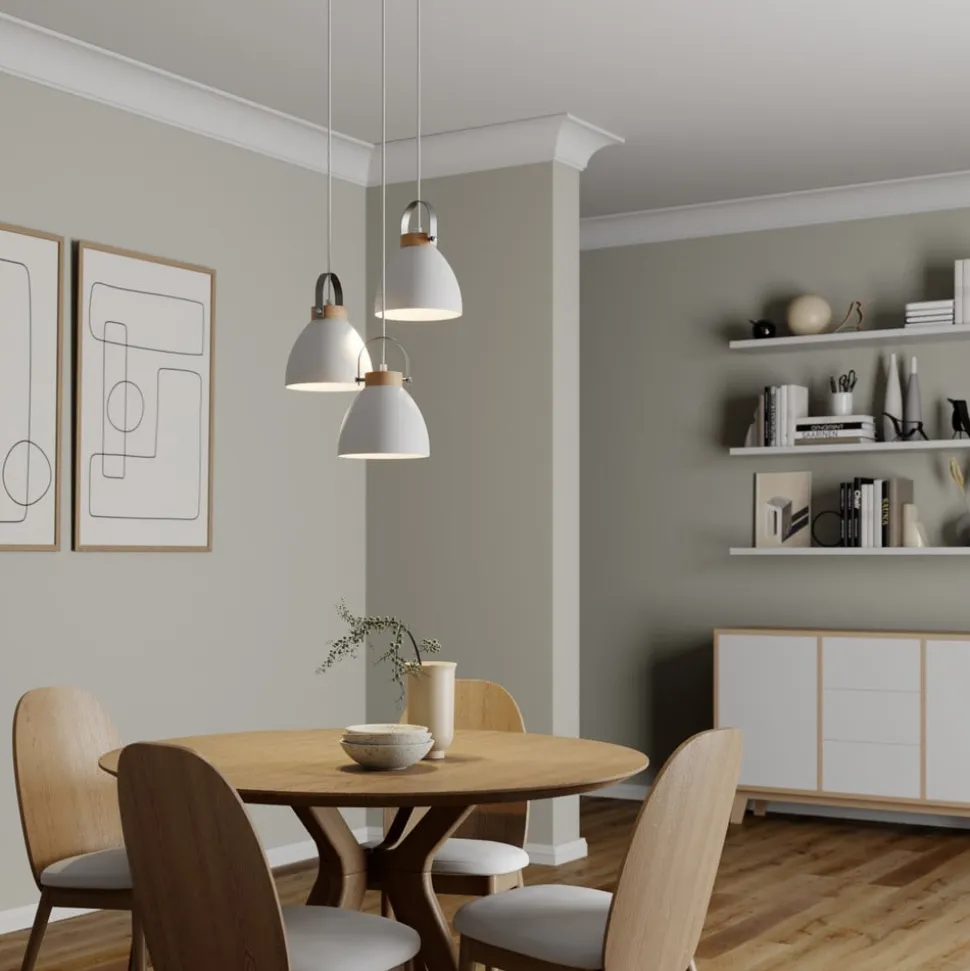 Pendellampe Bergen, 3 lyskilder, rund, hvid