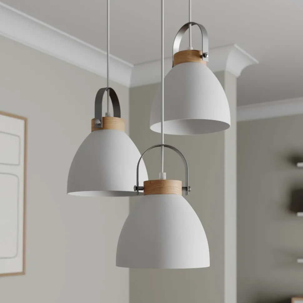Pendellampe Bergen, 3 lyskilder, rund, hvid