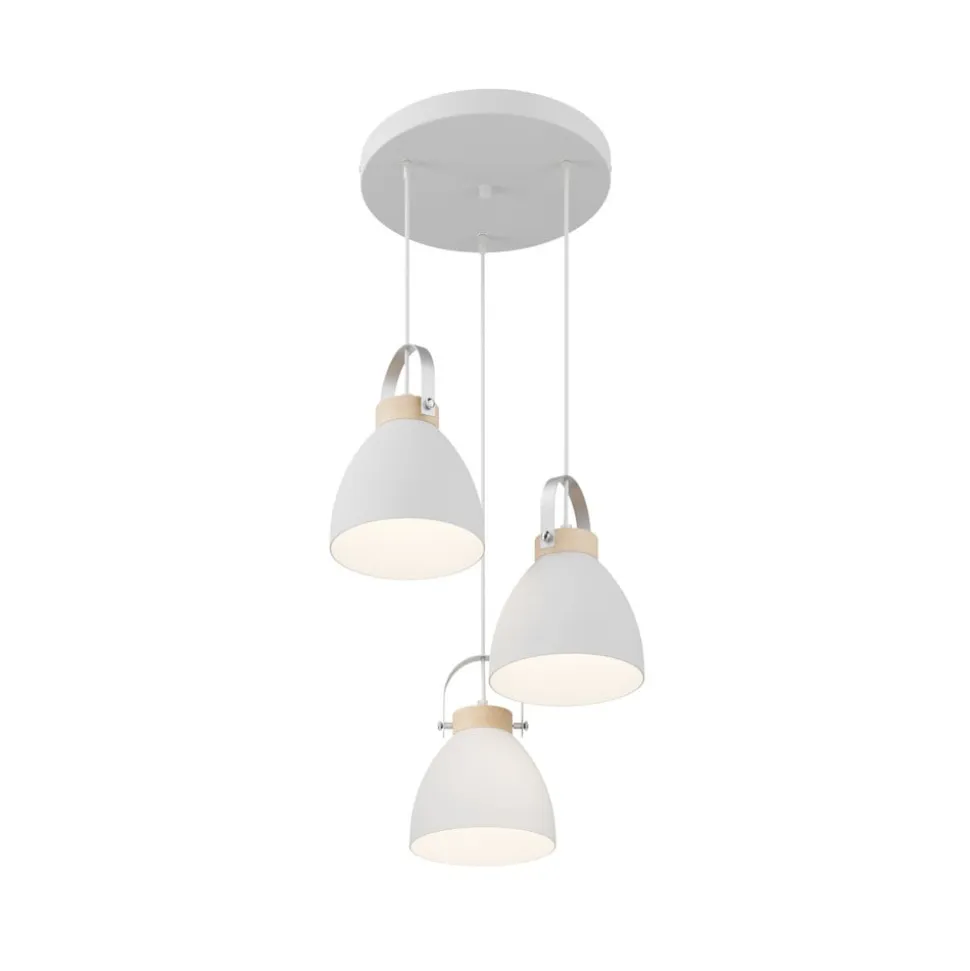 Pendellampe Bergen, 3 lyskilder, rund, hvid