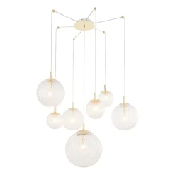 Pendellampe Cadix i glas, 7 lyskilder