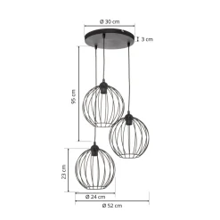 Pendellampe Cumera, 3 lyskilder, rund