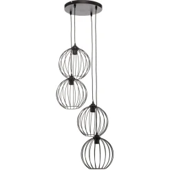 Pendellampe Cumera i sort, 4 lyskilder, rund