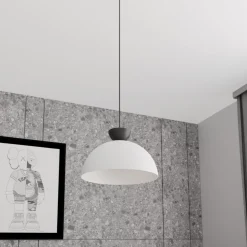 Pendellampe Lunaro, hvid, Ø 40 cm, metal