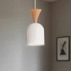 Pendellampe Nolan, Ø 11 cm, hvid/eg, metal/træ