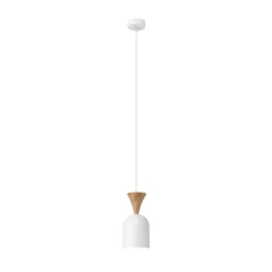 Pendellampe Nolan, Ø 11 cm, hvid/eg, metal/træ