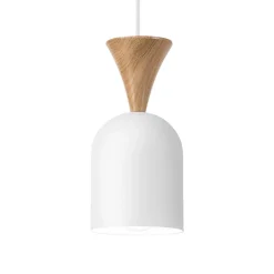 Pendellampe Nolan, Ø 11 cm, hvid/eg, metal/træ