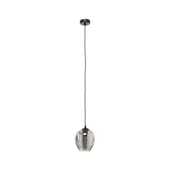 Pendellampe Starla, glas grafit, 1 lyskilde rund