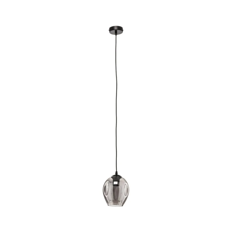 Pendellampe Starla, glas grafit, 1 lyskilde rund