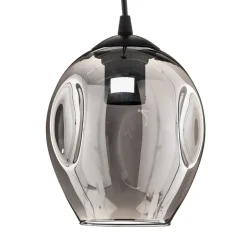 Pendellampe Starla, glas grafit, 1 lyskilde rund
