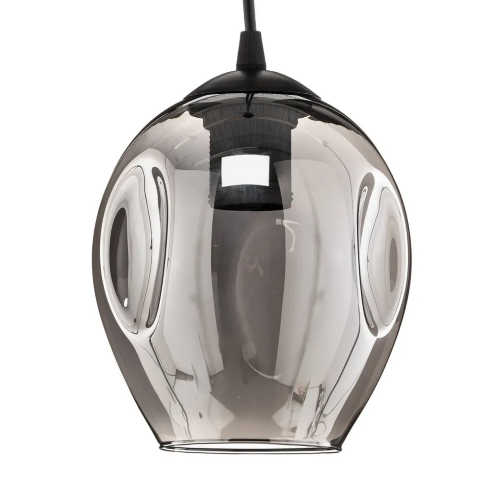 Pendellampe Starla, glas grafit, 1 lyskilde rund